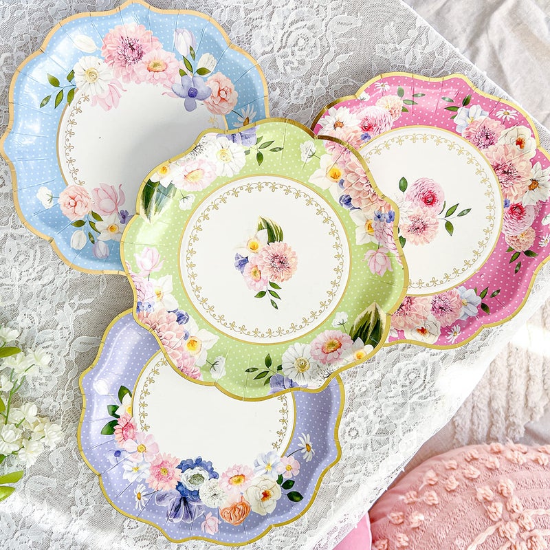 Kate Aspen 9 in Premium Paper Assorted Set of 16 Tea Party Decorations One Size 9 Inch Plates