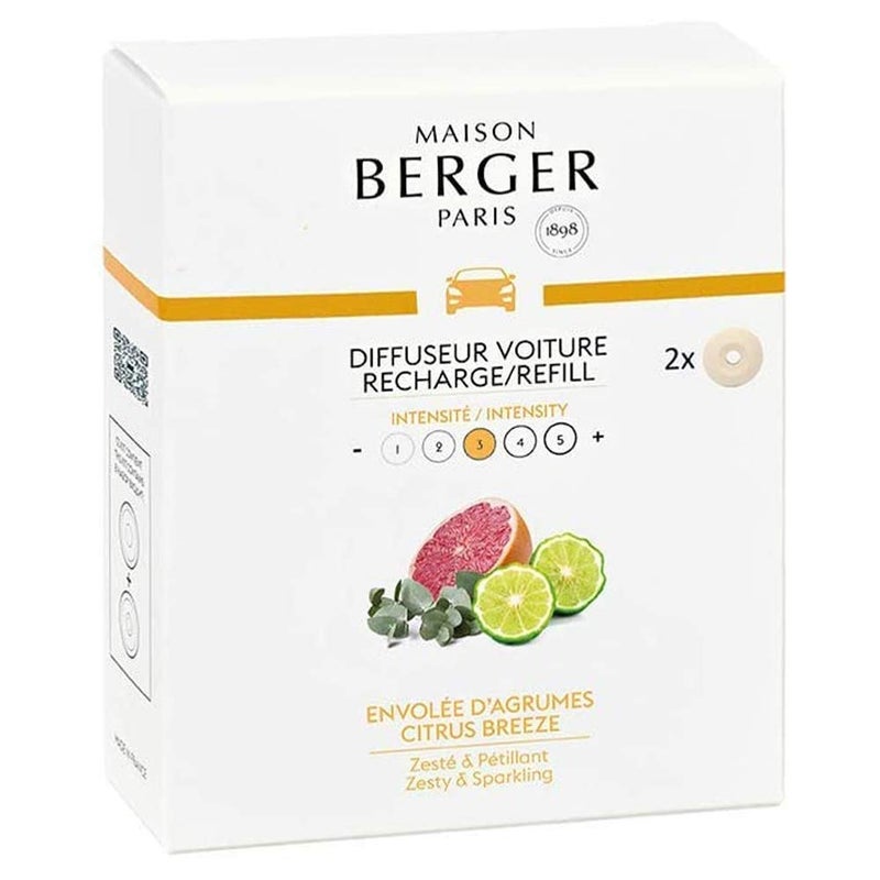 Maison Berger مجموعة من 2 بودات سيراميك لموزع معطر هواء السيارة القابل لإعادة التعبئة - 4/6 أسابيع زمن الانتشار - العطر والرائحة - نسيم الحمضيات - صنع في فرنسا - Image 5