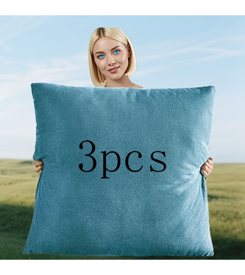 Red 27.56 Inch Ultra Soft Crystal Plush Pillow Covers 3 Pack Machine Washable - Image 3