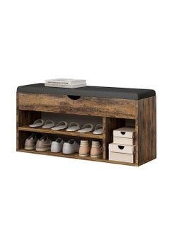 AnneFish 2-Tier Entryway Shoe Rack Organizer Bench With Drawer And Cushion Padded Seat For Bedroom Hallway 100*30*44cm  - Image 4