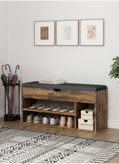AnneFish 2-Tier Entryway Shoe Rack Organizer Bench With Drawer And Cushion Padded Seat For Bedroom Hallway 100*30*44cm  - Image 3
