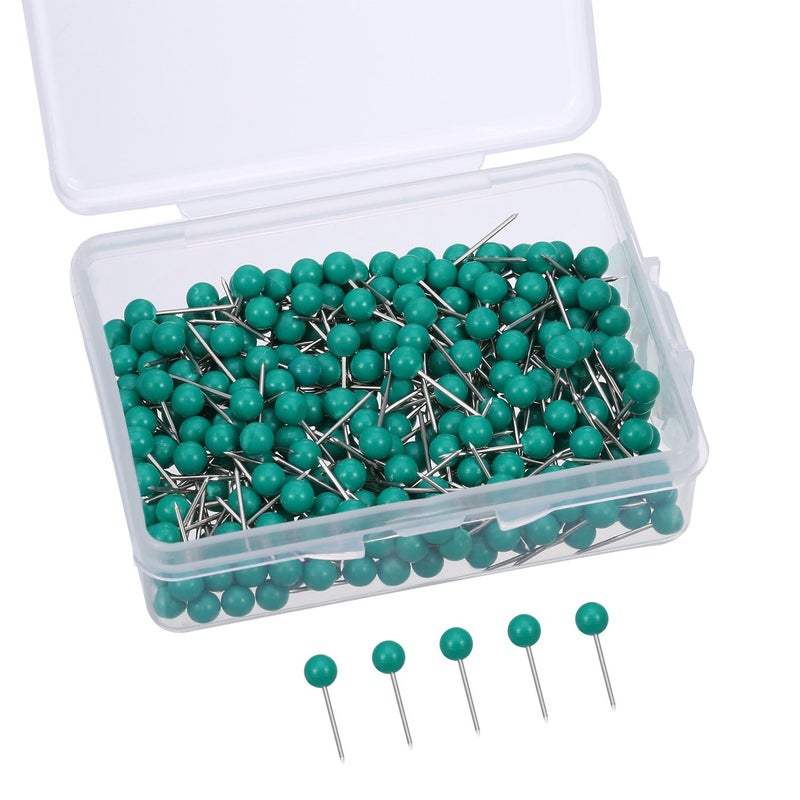 WILLBOND 500 Pack Map Push Pins Map Tacks Small Round Head Push Pins Thumb Tacks for Travel Picture Photo Bulletin Board Wall DIY Craft School Office Home(Green,1/8 Inch) - Image 1