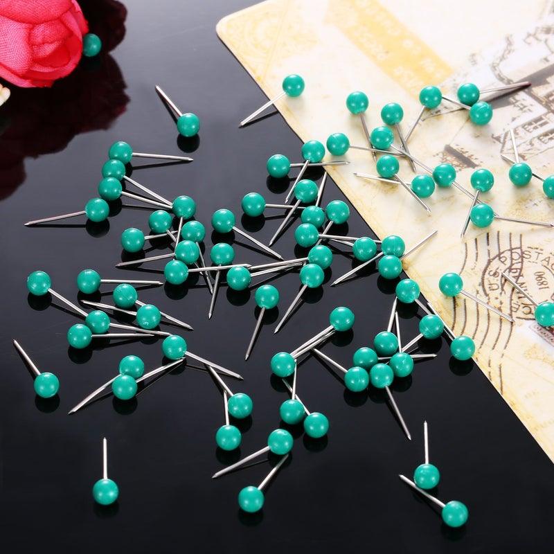 WILLBOND 500 Pack Map Push Pins Map Tacks Small Round Head Push Pins Thumb Tacks for Travel Picture Photo Bulletin Board Wall DIY Craft School Office Home(Green,1/8 Inch) - Image 5