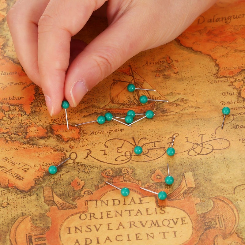 WILLBOND 500 Pack Map Push Pins Map Tacks Small Round Head Push Pins Thumb Tacks for Travel Picture Photo Bulletin Board Wall DIY Craft School Office Home(Green,1/8 Inch) - Image 3