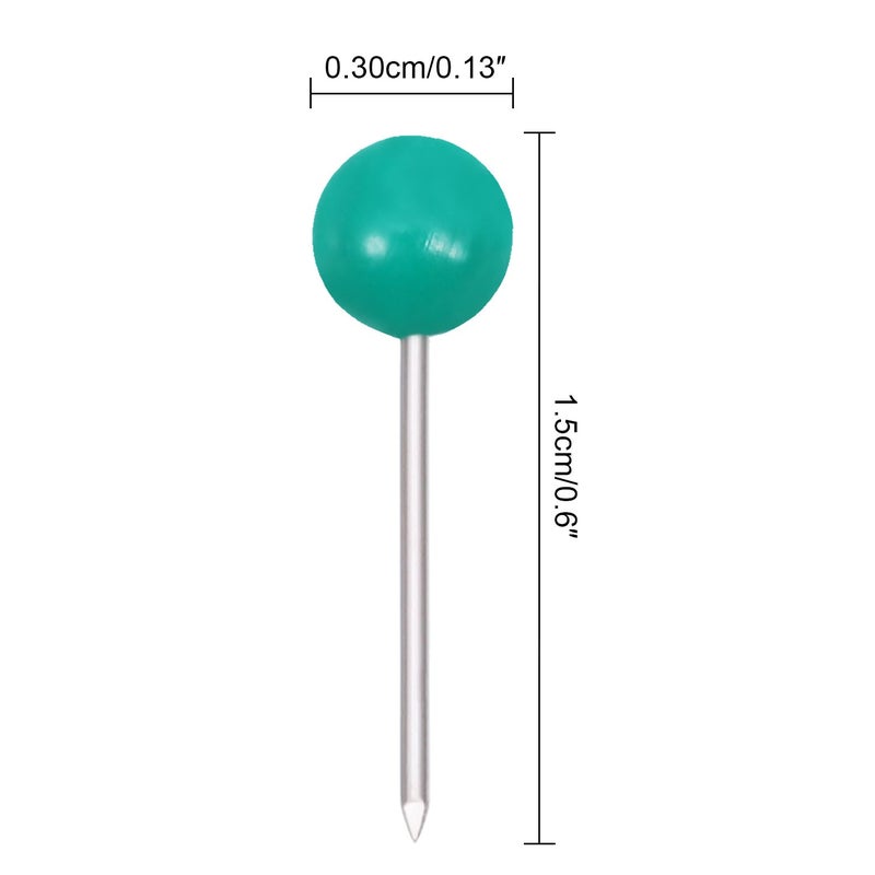 WILLBOND 500 Pack Map Push Pins Map Tacks Small Round Head Push Pins Thumb Tacks for Travel Picture Photo Bulletin Board Wall DIY Craft School Office Home(Green,1/8 Inch) - Image 2