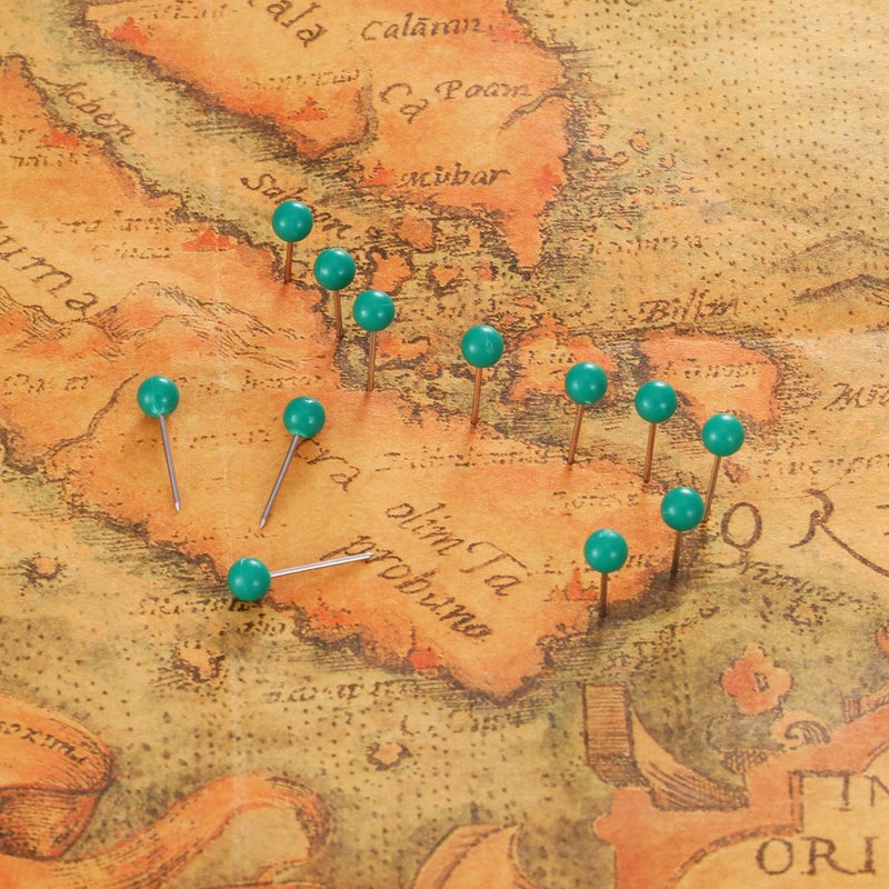 WILLBOND 500 Pack Map Push Pins Map Tacks Small Round Head Push Pins Thumb Tacks for Travel Picture Photo Bulletin Board Wall DIY Craft School Office Home(Green,1/8 Inch) - Image 4