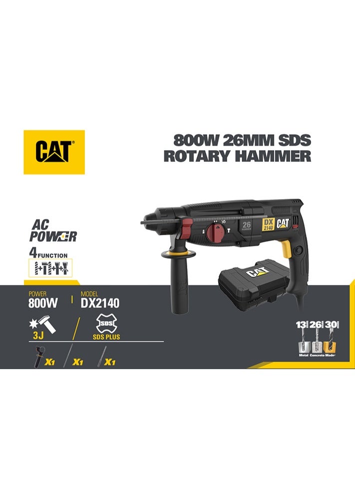 CATERPILLAR Electric Rotary Hammer Drill 3 Functions 26 Mm 800W DX2140 CAT - Image 3