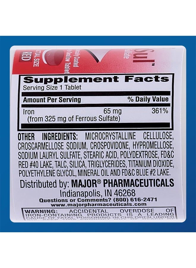 Major Pharmaceuticals Major Ferosul - Ferrous Sulfate 325mg Tablets with 65mg of Elemental Iron - Iron Supplement for Women, Men - Red - 100 Tablets (6 Pack) - Image 5