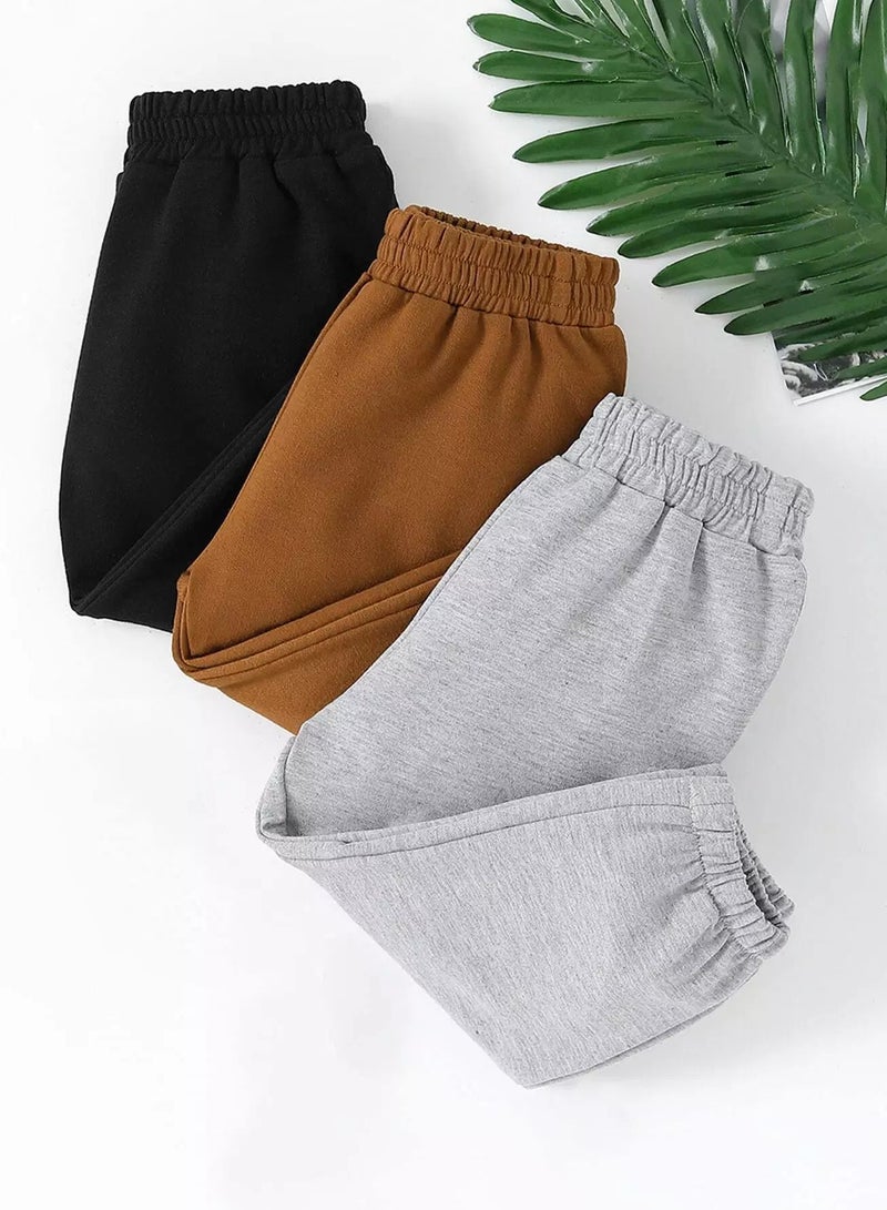 Baby 3pcs Solid Elastic Waist Sweatpants  - Image 1