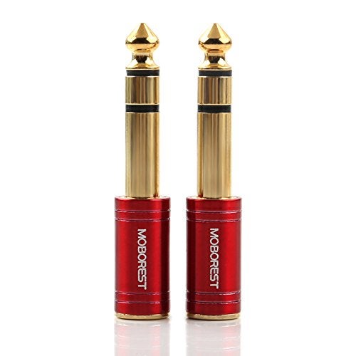 MOBOREST 1/4 Male to 1/8 Female Pure Copper Adapter, 6.35mm Stereo Male to 3.5mm Plug Jack Female Stereo Adapter Red 2-Pack - Image 2