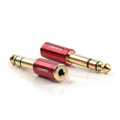 MOBOREST 1/4 Male to 1/8 Female Pure Copper Adapter, 6.35mm Stereo Male to 3.5mm Plug Jack Female Stereo Adapter Red 2-Pack - Image 4