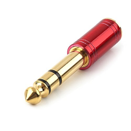 MOBOREST 1/4 Male to 1/8 Female Pure Copper Adapter, 6.35mm Stereo Male to 3.5mm Plug Jack Female Stereo Adapter Red 2-Pack - Image 5