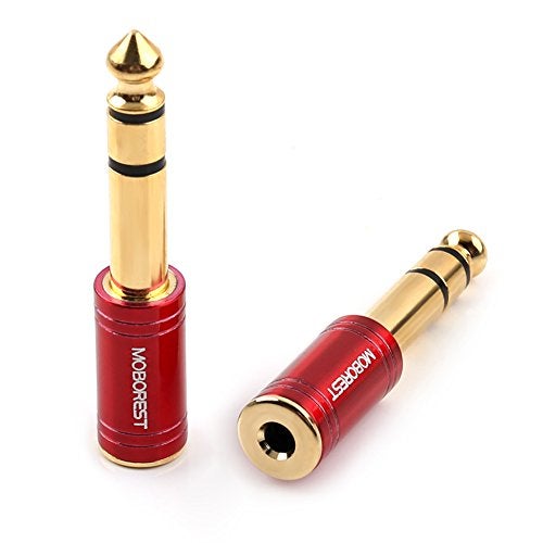 MOBOREST 1/4 Male to 1/8 Female Pure Copper Adapter, 6.35mm Stereo Male to 3.5mm Plug Jack Female Stereo Adapter Red 2-Pack - Image 3
