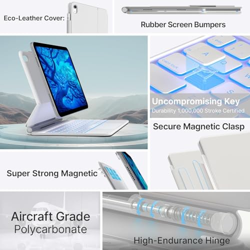 typecase Edge for iPad A16 (11th Gen) & iPad 10th Gen with 11-Color Backlit & Gesture Touchpad, Magic Style Floating Cantilever Magnetic Keyboard (NOT FIT to Air 11/5th/4th/Pro 11) - White'26 - Image 5