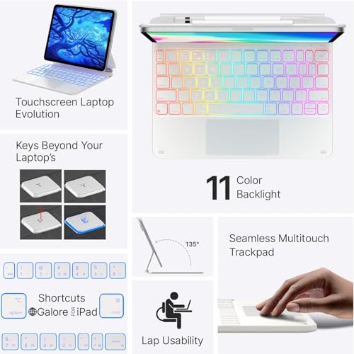 typecase Edge for iPad A16 (11th Gen) & iPad 10th Gen with 11-Color Backlit & Gesture Touchpad, Magic Style Floating Cantilever Magnetic Keyboard (NOT FIT to Air 11/5th/4th/Pro 11) - White'26 - Image 3