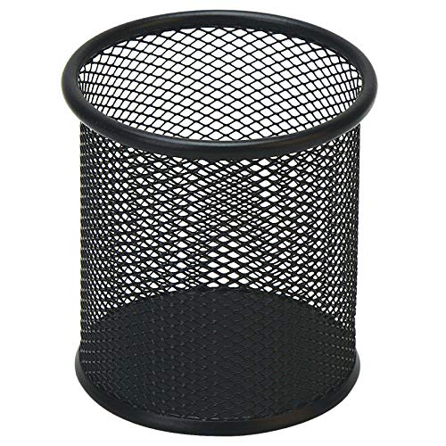 HSYMQ Black Pen Holder Cup for Desk, Black Wire Mesh Pencil Cup Holder for Desk Office Pen Organizer - Image 1