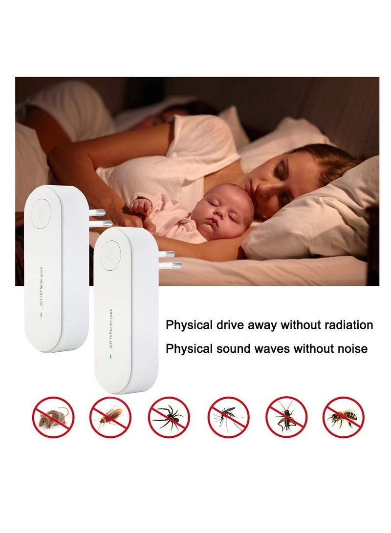 SYOSI Mosquito Repellent Electronic Ultrasonic Pest Repeller Plug in for Insects Indoor Pest Control for Living Room Garage Office Hotel (White 2Pcs) - Image 2