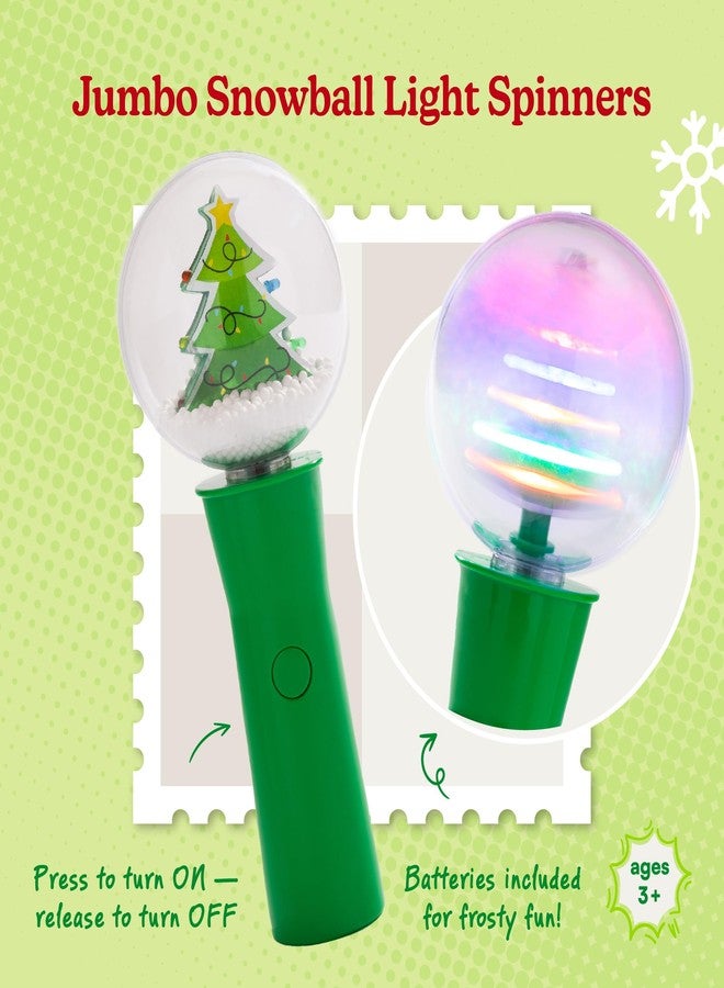 Cool Things Corp Jumbo Snowball Light Up Christmas Spinners LED Spinning Wand Toy, Sensory, Stocking Stuffer, Party Favor for Kids & Adults (Christmas Tree) - Image 2