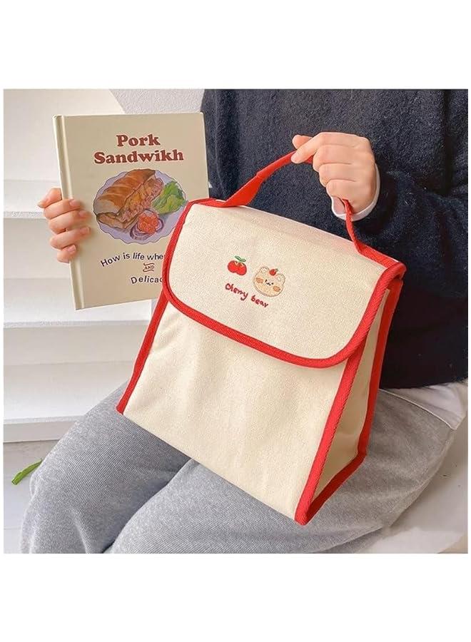 HOOKOR Lunch Box Lunch Bag for Kids and Adults Reusable Insulated Lunch Tote Bag Small Leakproof Cooler Food Lunch Containers High Capacity for Work Office Picnic (Cherry-Flip) - Image 4