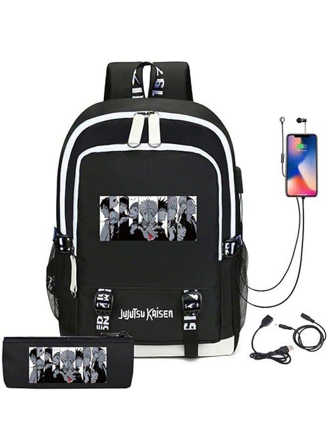 General 2 PCS Anime Cosplay Backpack Set for Jujutsu Kaisen Fashion Large Capacity Shoulder Bag with Pencil Case School Bag Bookbag Suitable  - Image 1