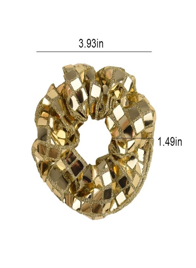 Yreamont Sparkly Back to School Hair Scrunchies for Teen Girls Cheerleader Hair Accessories for Girls Gold Ponytail Holders for Women with Disco Ball Hair Bands for Fine Thick Hair Accessory for Disco Party - Image 2