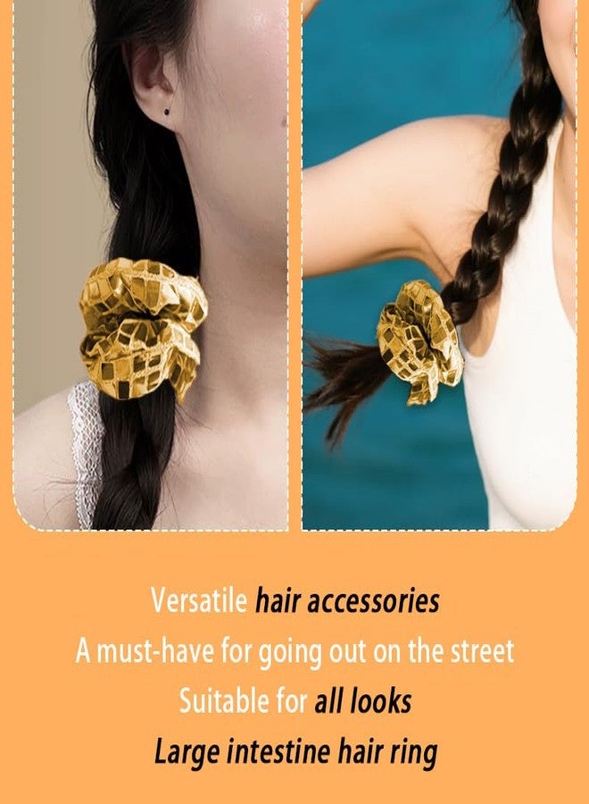 Yreamont Sparkly Back to School Hair Scrunchies for Teen Girls Cheerleader Hair Accessories for Girls Gold Ponytail Holders for Women with Disco Ball Hair Bands for Fine Thick Hair Accessory for Disco Party - Image 5