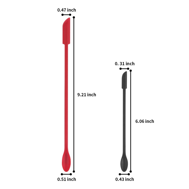 Cuttte Mini Spatula Silicone Spatula Set - Cuttte 2pcs Small Makeup Scrapers for Cosmetics, Reusable Beauty Tiny Tools, Thin Jar Scraper, Get Last of Makeup Out, Black and Red - Image 2