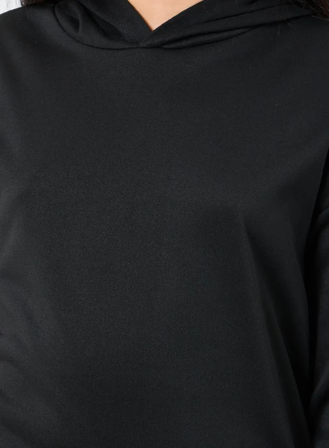 Styli Styli Teen Black Relaxed Fit Solid Hoodie