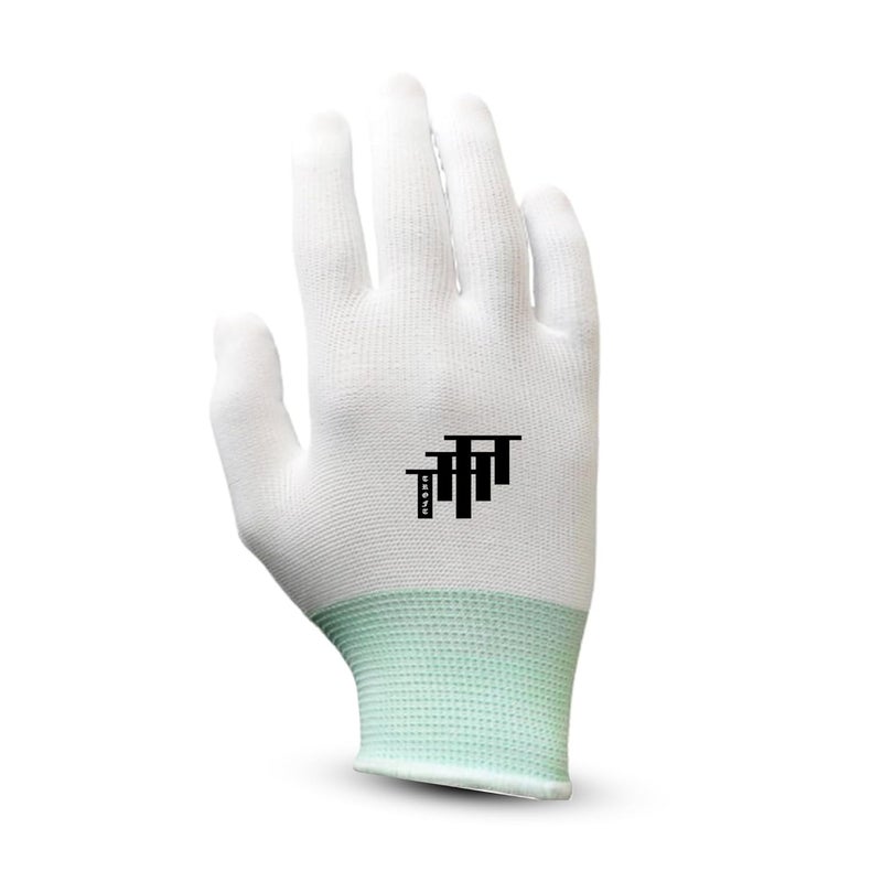 Troft Cotton Gloves (Anti Slip) with PVC Dotted for Tennis Only for Soft Ball (White) | Pack of 1 - Image 2