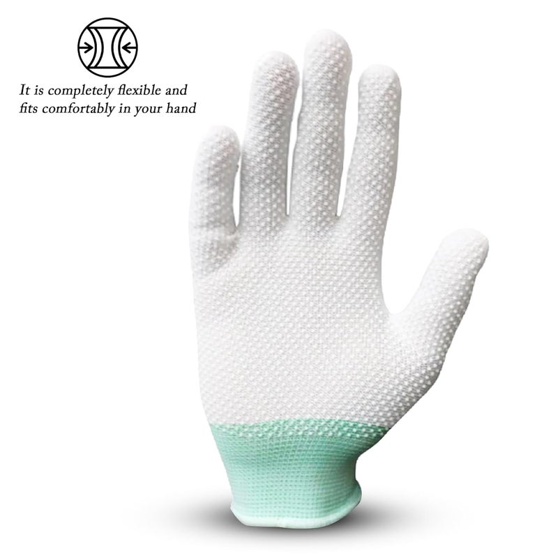 Troft Cotton Gloves (Anti Slip) with PVC Dotted for Tennis Only for Soft Ball (White) | Pack of 1 - Image 3