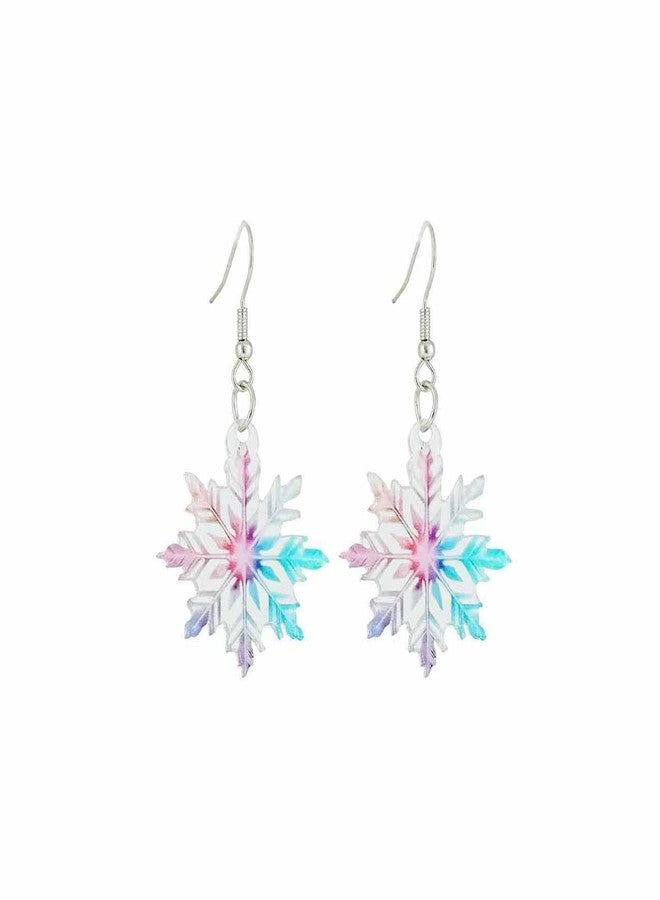 MIFYNN Christmas Snowflake Dangle Drop Earrings for Women Sparkling Acrylic Winter Earring Blue Purple Snowflake Earrings Lightweight Hypoallergenic Xmas Holiday Jewelry (Colorful) - Image 1