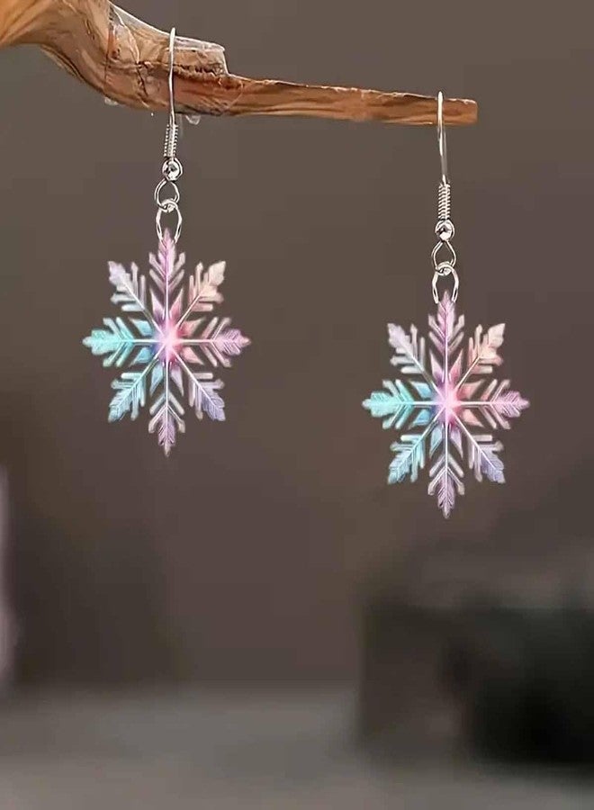 MIFYNN Christmas Snowflake Dangle Drop Earrings for Women Sparkling Acrylic Winter Earring Blue Purple Snowflake Earrings Lightweight Hypoallergenic Xmas Holiday Jewelry (Colorful) - Image 4