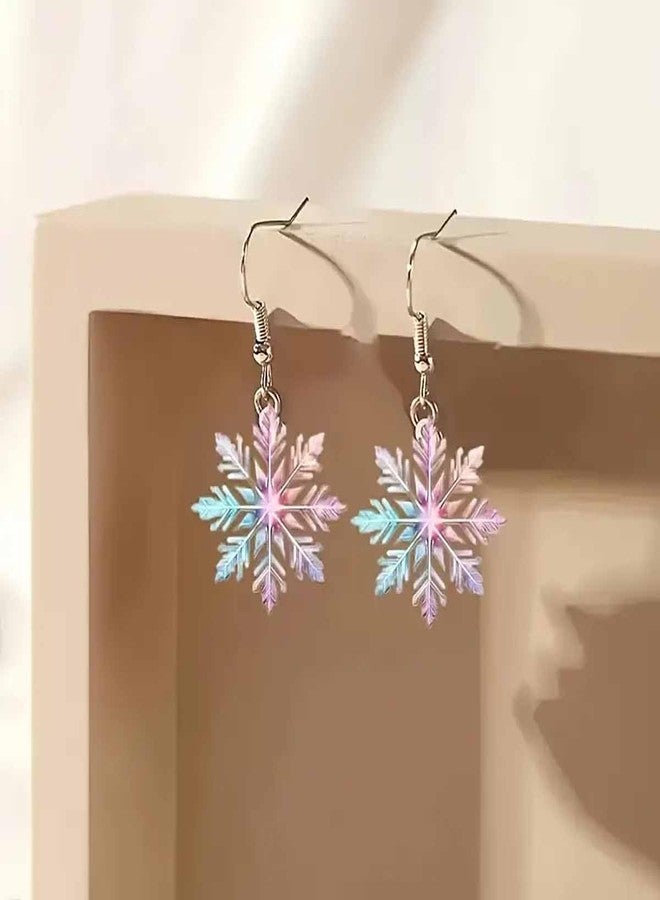 MIFYNN Christmas Snowflake Dangle Drop Earrings for Women Sparkling Acrylic Winter Earring Blue Purple Snowflake Earrings Lightweight Hypoallergenic Xmas Holiday Jewelry (Colorful) - Image 5