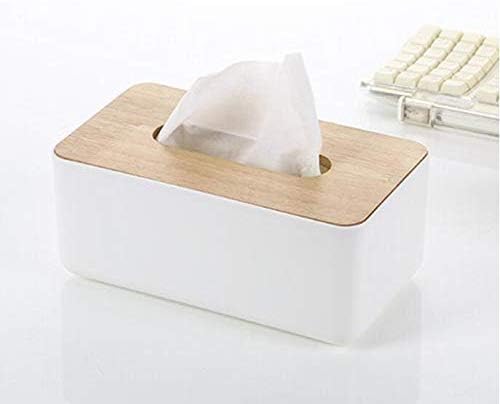 KITDAO Tissue Box Wooden Cover Plastic Tissue Box Holder for Home Decor,Facial and Car Paper Napkin White Color Case with Removable Top Lid - 1 PCS - Image 3