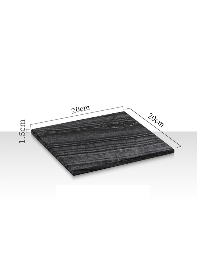 FUKE Natural Marble Tray Bathroom Ancient Wood Grain Marble Rectangular Vanity Tray Trays    Stone Tray for Jewelry, Cosmetics, Candles, Lotion, Perfume and Home Decor Wood Grain(Black,20*20) - Image 1