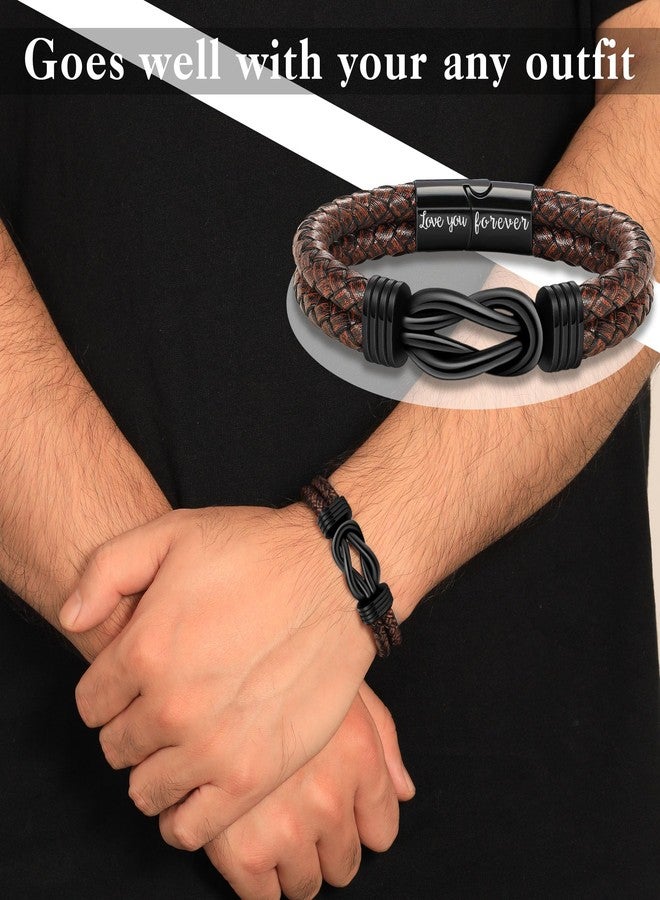 Btysun Son Gifts from Mom, Easter Gifts for Teens Gift for Son Leather Bracelets Handmade Brown Layered Braided Bracelet Birthday Gift for Sons Graduation Thanksgiving Christmas Jewelry Stocking Stuffers - Image 2