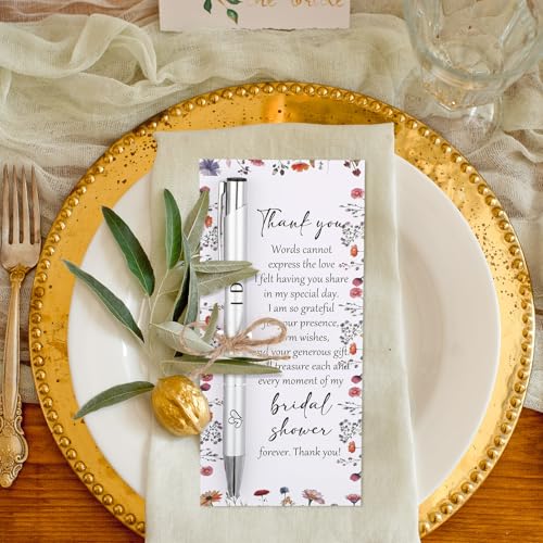 Chiisong 30 Sets Bridal Shower Favors for Guests Wedding Pens Bulk with Thank You Cards Bridal Shower Retractable Ballpoint Pen for Guest Gifts Game Prizes Wedding Souvenirs (Wild Flower) - Image 5