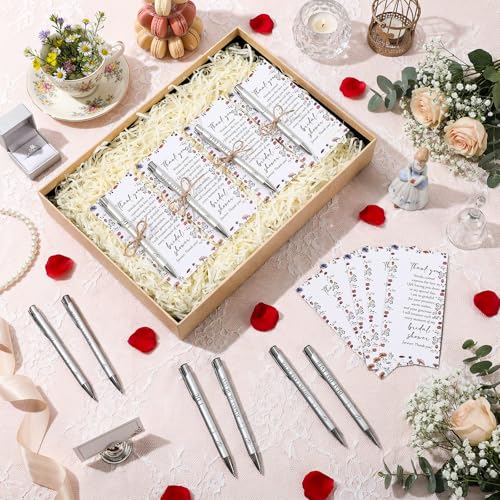 Chiisong 30 Sets Bridal Shower Favors for Guests Wedding Pens Bulk with Thank You Cards Bridal Shower Retractable Ballpoint Pen for Guest Gifts Game Prizes Wedding Souvenirs (Wild Flower) - Image 4