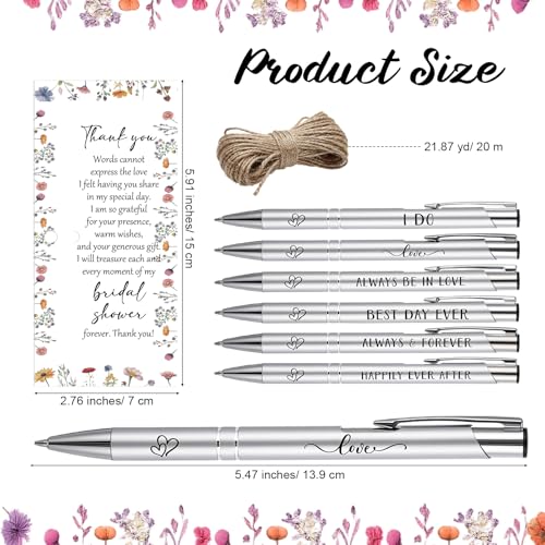 Chiisong 30 Sets Bridal Shower Favors for Guests Wedding Pens Bulk with Thank You Cards Bridal Shower Retractable Ballpoint Pen for Guest Gifts Game Prizes Wedding Souvenirs (Wild Flower) - Image 2
