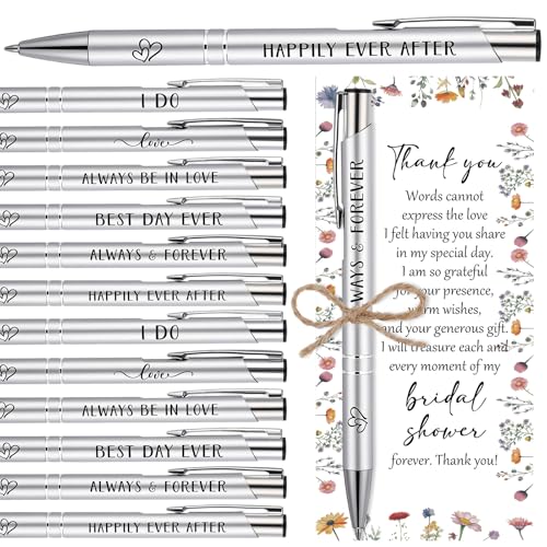 Chiisong 30 Sets Bridal Shower Favors for Guests Wedding Pens Bulk with Thank You Cards Bridal Shower Retractable Ballpoint Pen for Guest Gifts Game Prizes Wedding Souvenirs (Wild Flower) - Image 1