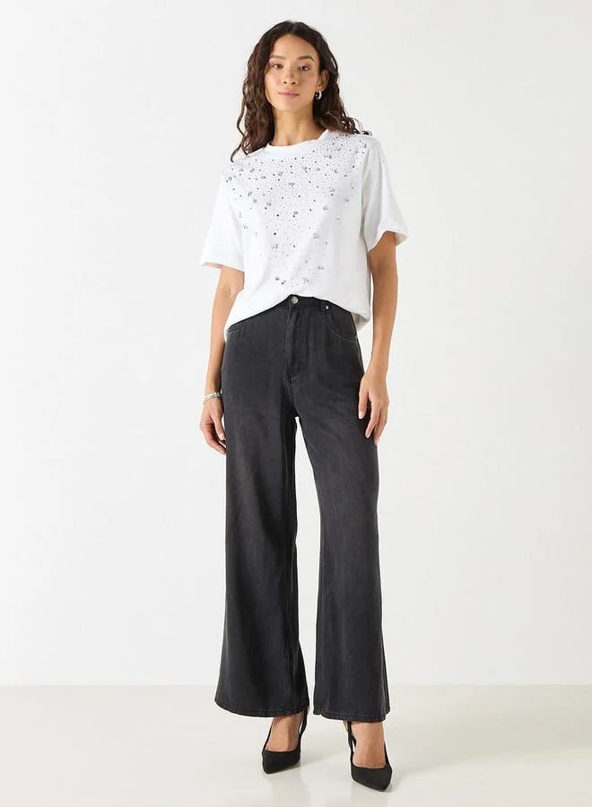 Iconic Iconic Embellished Short Sleeves T-shirt