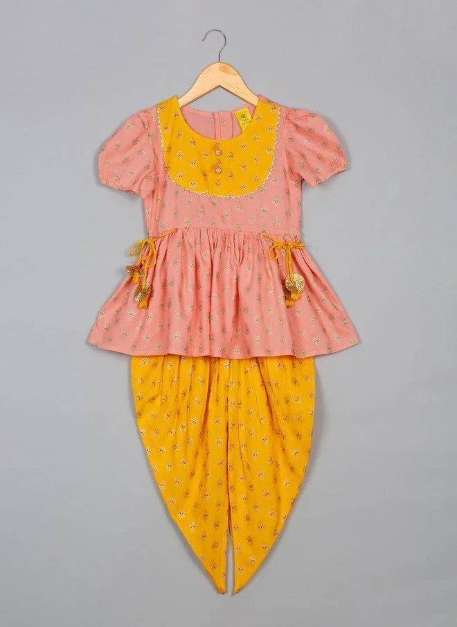 Saka Designs Girls Ethnic Motifs Printed Kurti with Dhoti Pants