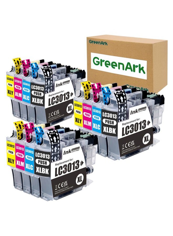 GREENARK 12 Pack Compatible Ink Cartridge Replacement for Brother LC3013 LC-3013 XL High Yield Ink Use for Brother MFC-J491DW, MFC-J497DW, MFC-J690DW, MFC-J895DW Printer (3 Black, 3 Cyan, 3 Magenta, 3 Yellow) - Image 1