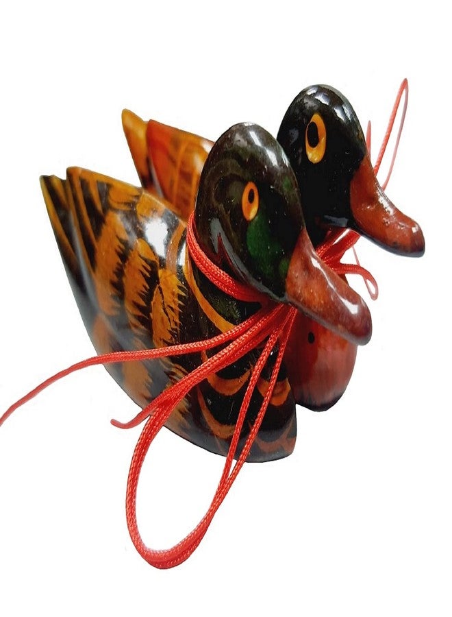 DMtse Feng Shui Pair Mandarin Ducks for Love & Fidelity Resin 3.15 inch / 8 CM Size X2 Gift Red String - Image 1