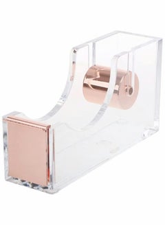 KASTWAVE Acrylic Tape Dispenser, Modern Design Office Desktop Tape Dispenser Metal Core Tape Holder Gold Decorative Accessory  - Image 1