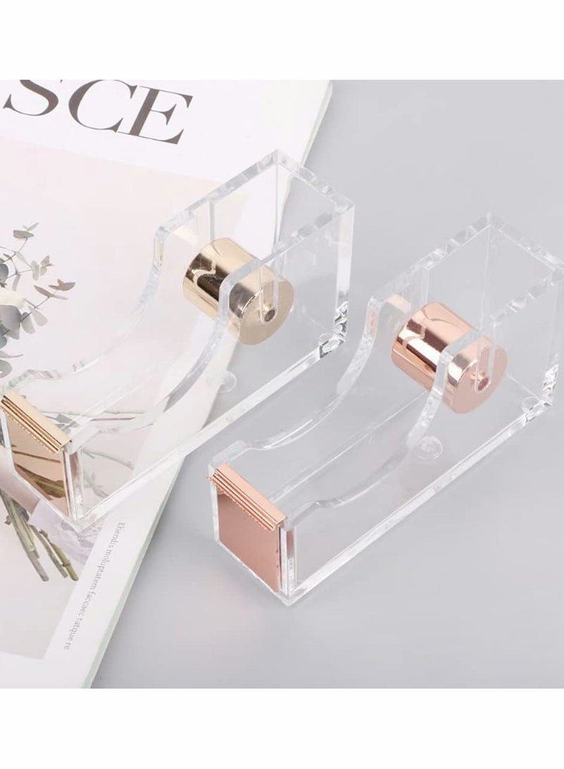 KASTWAVE Acrylic Tape Dispenser, Modern Design Office Desktop Tape Dispenser Metal Core Tape Holder Gold Decorative Accessory - Image 4