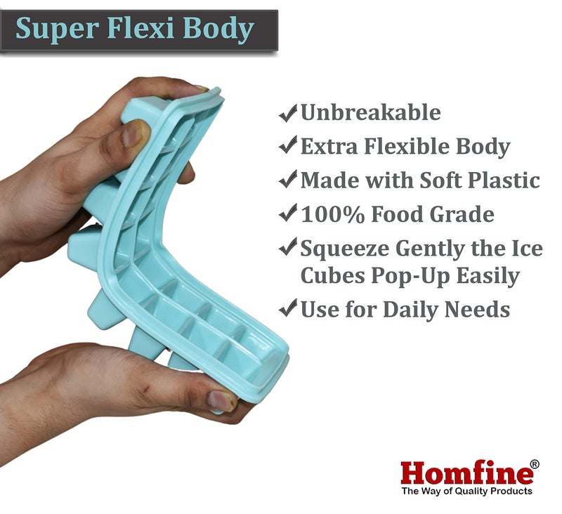 Homfine Set of 2Pcs Ice Tray 16 Cubes Moulds Each with Super Flexi Body Food Grade Material Easy to Squeeze for Daily Needs (2Pcs, Colour May Vary) Combo Set G - Image 2