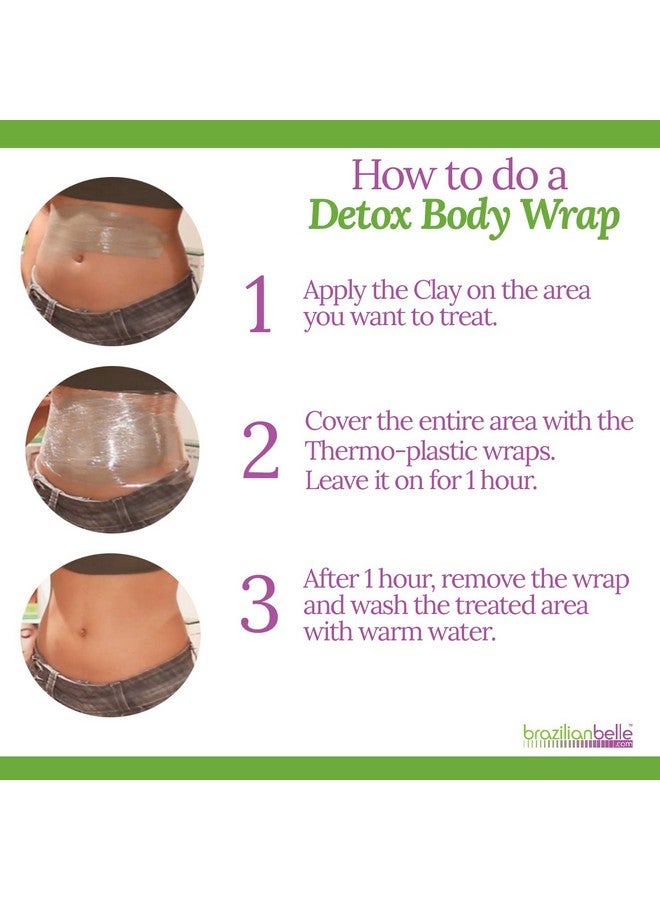 برازيلين بيلي لفائف الجسم المصنوعة من الطين البرازيلي لشد الجسم والجلد - لفائف المعدة المضادة للسيلوليت مع طين البنتونيت والصبار - مجموعة كاملة للعناية بالبشرة مع كريم شد البشرة حتى 12 استخدامًا - Image 4