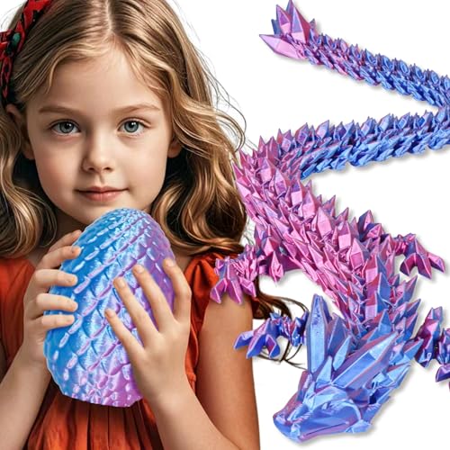 Olee Odee Large Dragon Eggs with Dragon Inside 3D Printed Surprise Funny Gifts for Kids Articulated Dragon Fidget Toys for Adults Executive Desk Toys Office Room Dcor Gradient Light PurpleRed - Image 1