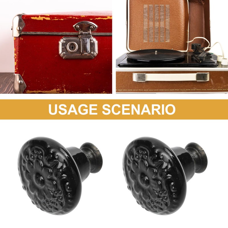 Vintage Ceramic Cabinet Handles Black 4pcs Retro Flower Pattern Drawer Knobs - Image 4